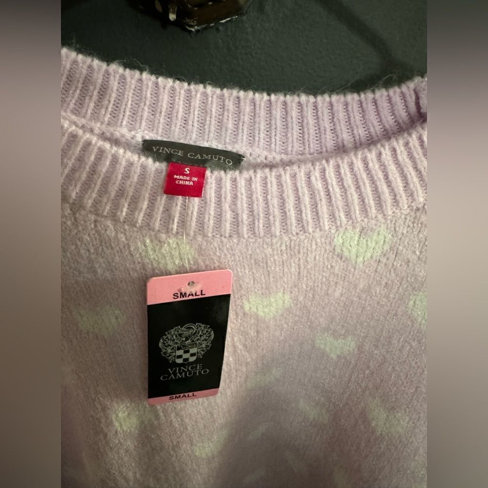 Vince Camuto Women's Valentine Heart Azalea Sweater NWT Small or M Ice Pink - Picture 7 of 11